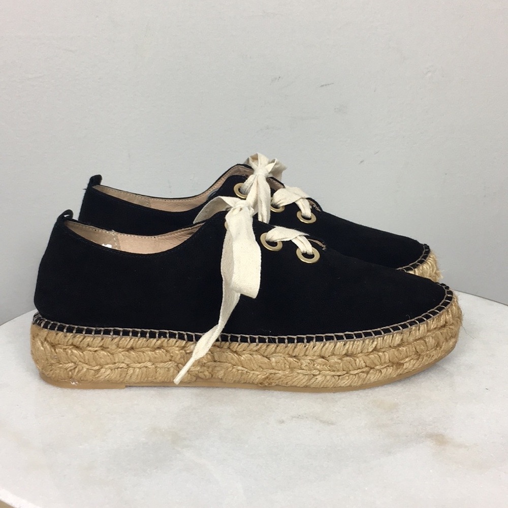 Eric Michael Black Suede Stacked Espadrille 40/10